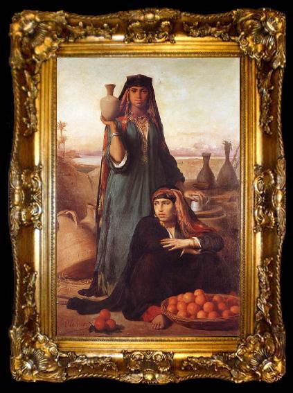 framed  Felix-Auguste Clement Women Selling Water and Oranges on the Road to Heliopolis, ta009-2